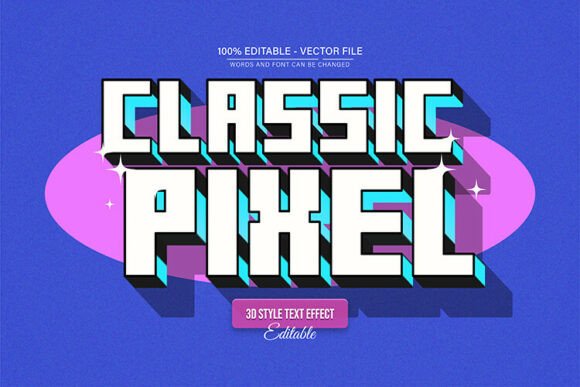 Classic Retro Pixel 3D Text Effect: A Modern Design Asset