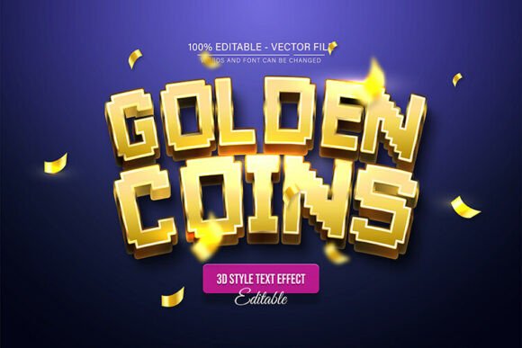 Golden Coin Pixel 3D Style: A Text Effect for Impact