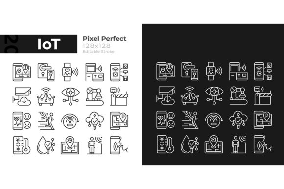 IoT Pixel Perfect Light and Dark Theme: Icons for Modern Connectivity