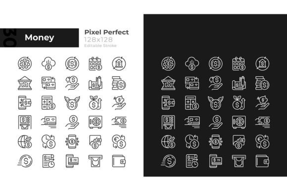 Money Pixel Perfect SVG Linear Icons for Modern Design
