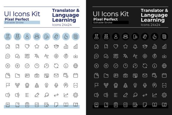 Translator Pixel Perfect Linear UI Icons for Every Project